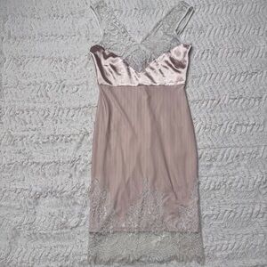 Pink Satin Lace Slip Dress Size M Coquette Balletcore Fairycore Y2K Mini